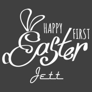 Happy First Easter Custom Name - Stonewash Bandana Bib Design