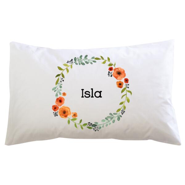 Floral Wreath Personalised Name - Pillowcase  Thumbnail