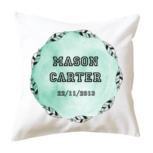 Feathers Birth Print - Cushion cover Thumbnail