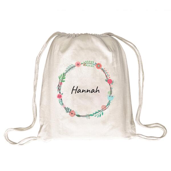 Floral Wreath - Drawstring Backpack Thumbnail