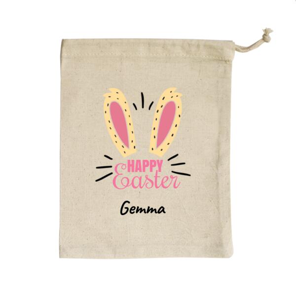 Happy Easter - Personalised Easter Egg Bag - Small Calico Bag Thumbnail