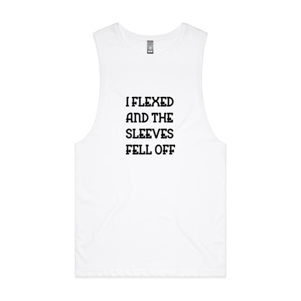 I Flexed And The Sleeves Fell Off - Custom Personalised Fitness Singlet - Unisex Barnard Tank Thumbnail