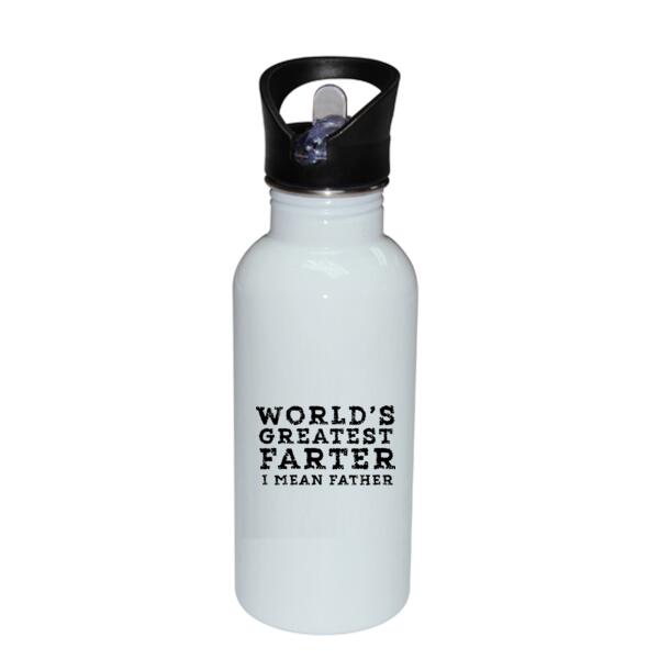 World's Greatest Farter - Stainless Bottle with Straw Top Thumbnail