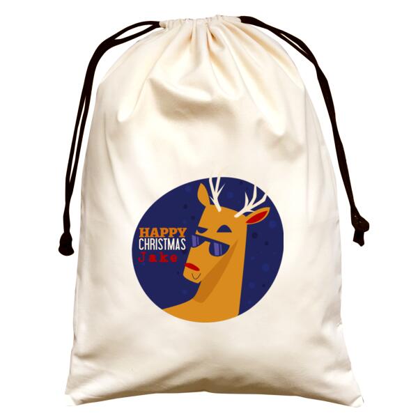 Cool Reindeer - Large Natural Canvas Santa Sack Thumbnail