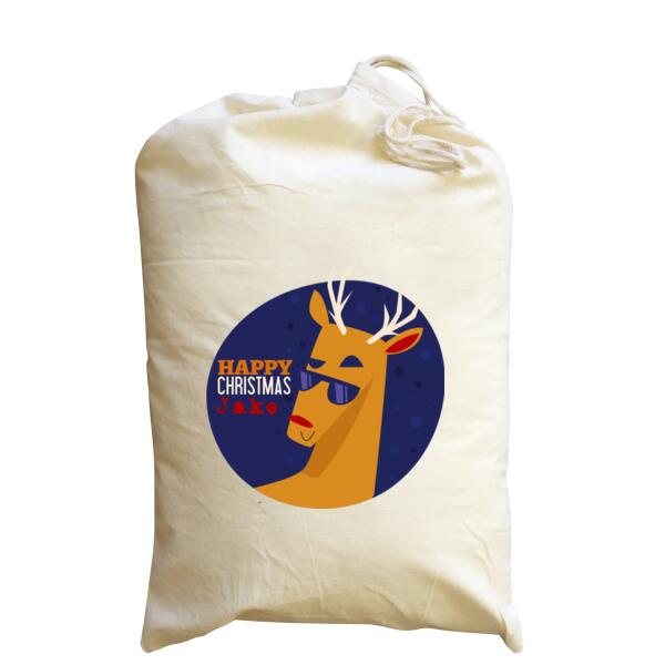 Cool Reindeer - Medium Calico Santa Sack Thumbnail