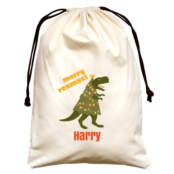 Merry Rexmas - Large Natural Canvas Santa Sack Thumbnail