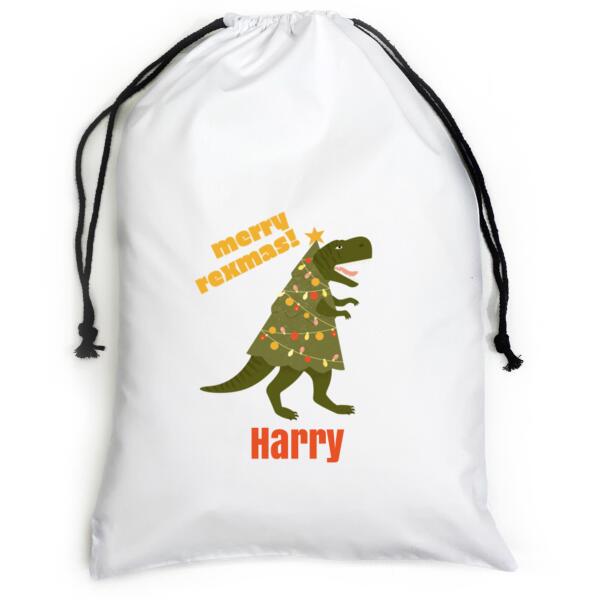 Merry Rexmas - Large White Canvas Santa Sack Thumbnail