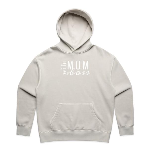 Wife. Mum. Boss. - AS Colour Womens Faded Relax Hood Thumbnail